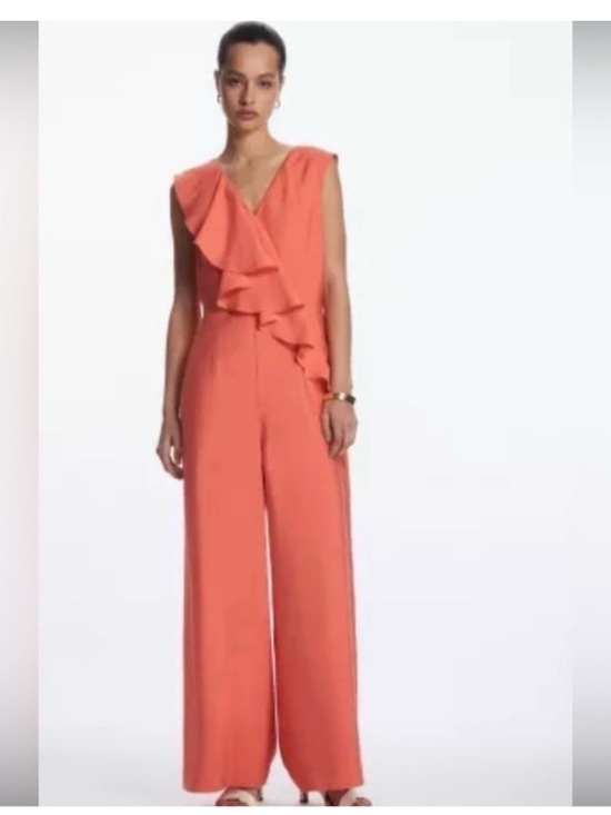 COS Pants - COS Women's Coral Ruffle V-Neck Jumpsuit 10